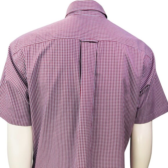 Orvis Mens Shirt Red Blue Check Short Sleeve Button Down Cotton Poplin Size L - Picture 8 of 14